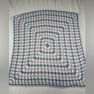 Handmade Crochet Blanket in Blue and Purple